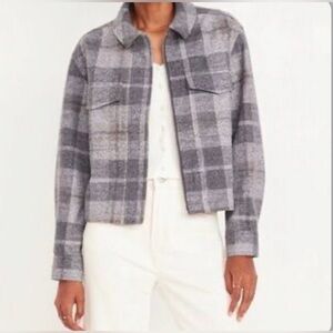 OLD NAVY || Women's Cropped Gray Plaid Shirt Jacket. Sz. LP